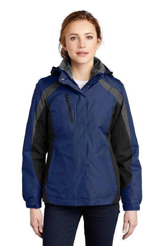 Final Clearance Port Authority Womens 3-in-1 Wind & Water Resistant Full Zip Hooded Jacket - Admiral Blue/Black/Magnet Grey Final Clearance Port Authority Womens 3-in-1 Wind & Water Resistant Full Zip Hooded Jacket - Admiral Blue/Black/Magnet Grey
