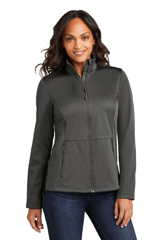 Final Clearance Port Authority Womens Water Resistant Flexshell Full Zip Jacket - Steel Grey - New Final Clearance Port Authority Womens Water Resistant Flexshell Full Zip Jacket - Steel Grey - New