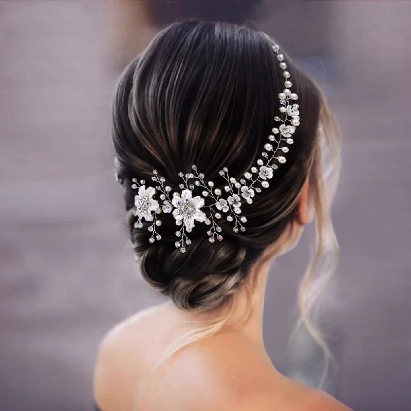 tiered dresstiered dressWhite resin flowers small plum hair spearhead hair accessories for brides 735452815069