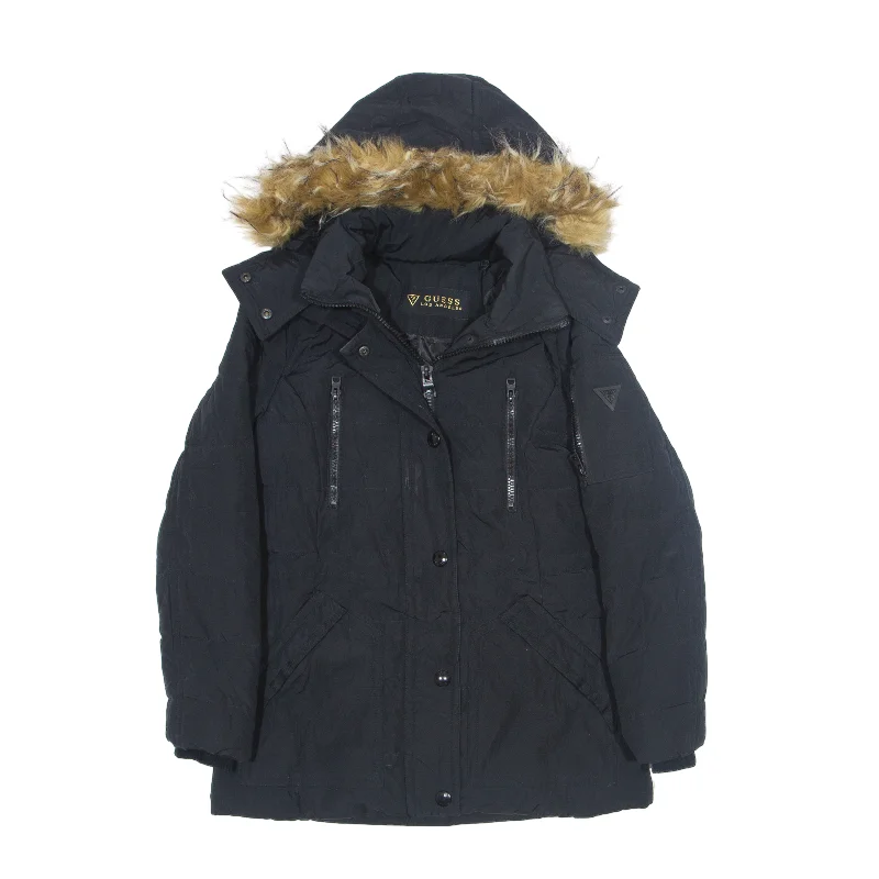 Price Drop GUESS Insulated Faux Fur Parka Coat Black Womens S
