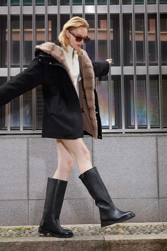 Crazy Deals Womens black parka with fur hood