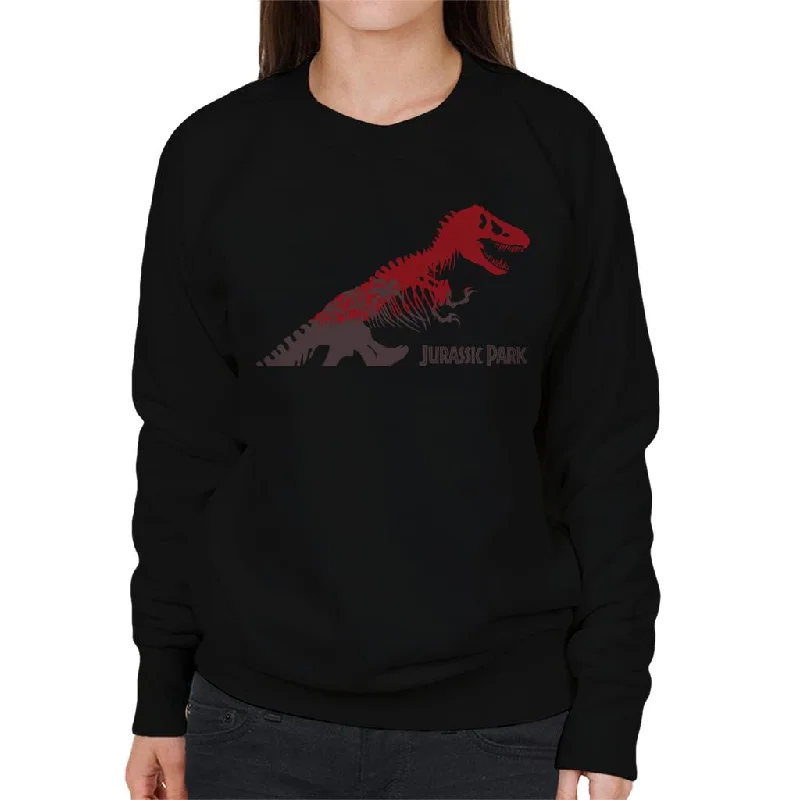 comfortable athletic sweatshirtJurassic Park T Rex Red Skeleton Silhouette Women's Sweatshirt