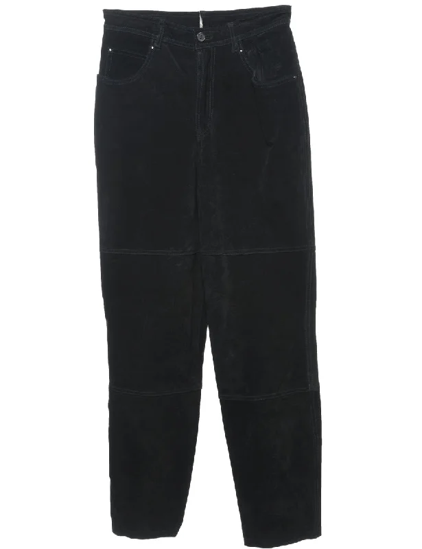 TIME-Limited Offer Black Suede Tapered Trousers - W28 L31