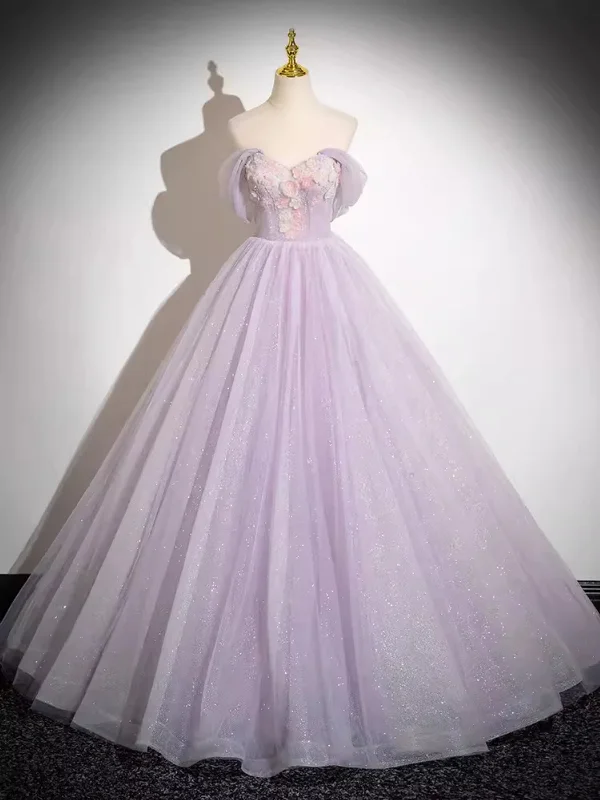 evening dressevening dressOff Shoulder Long Lilac Prom Dresses with Appliques, Off the Shoulder Formal Dresses, Long Lilac Evening Dresses SP2999