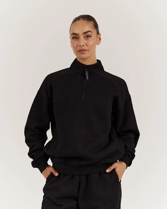 Super Sale SPORTS 1/4 ZIP JUMPER - BLACK