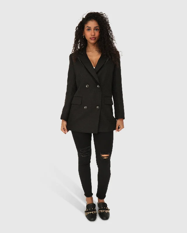 Price Rollback Because Of You Trimmed Blazer Dress - Black