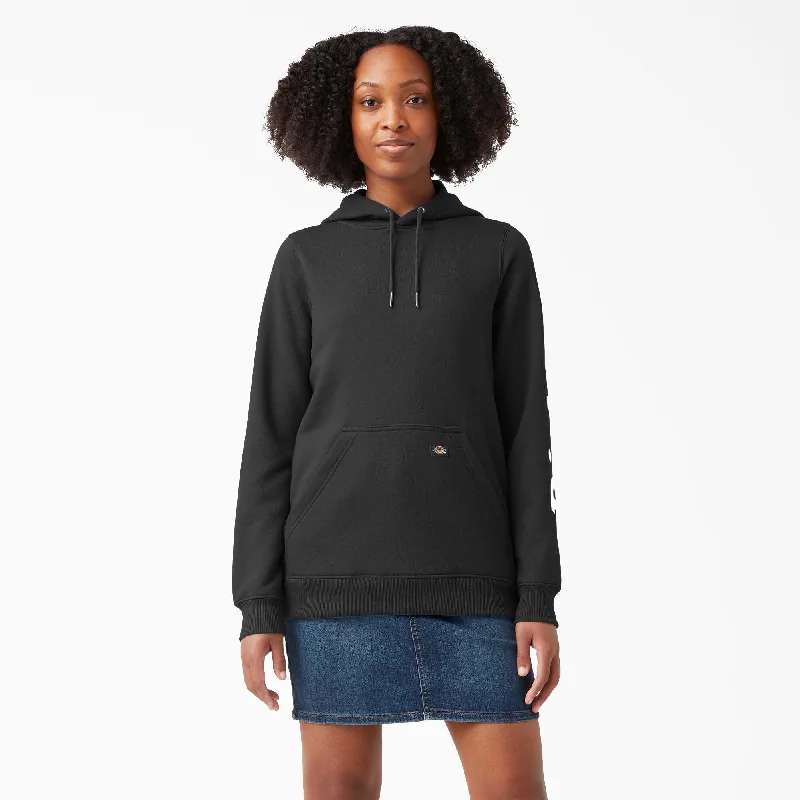 Big Savings Women's Water Repellent Sleeve Logo Hoodie, Black