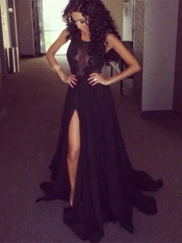 Exclusive Preview Custom Made Round Neck Black Lace Prom Dresses, Black Lace Formal Dresses Exclusive Preview Custom Made Round Neck Black Lace Prom Dresses, Black Lace Formal Dresses