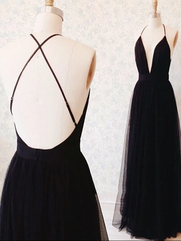 Instant Discount A Line V Neck Black Backless Prom Dresses, Black Backless Formal Dresses, Bridesmaid Dresses Instant Discount A Line V Neck Black Backless Prom Dresses, Black Backless Formal Dresses, Bridesmaid Dresses