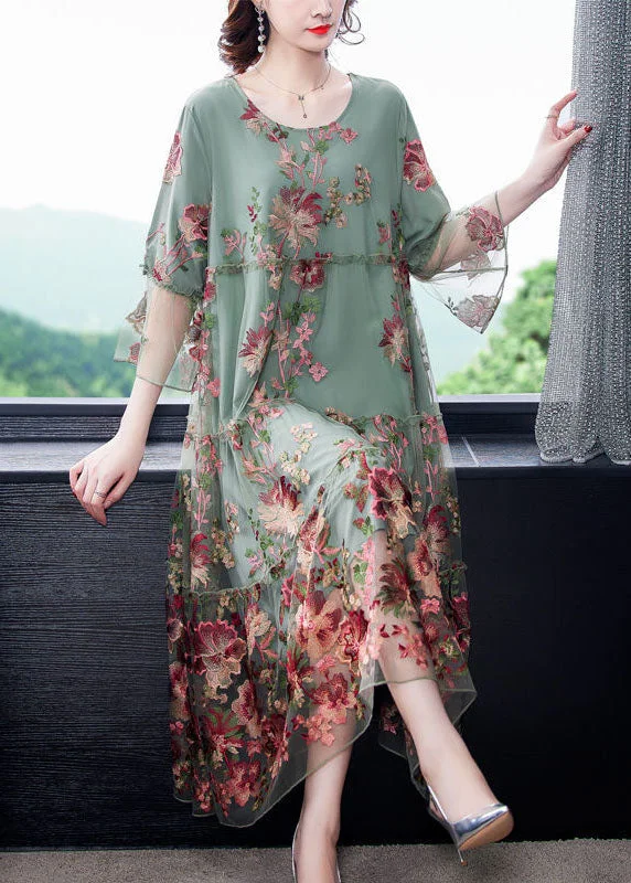 Flash Deals Light Green Tulle A Line Dresses Embroideried Exra Large Hem Bracelet Sleeve Flash Deals Light Green Tulle A Line Dresses Embroideried Exra Large Hem Bracelet Sleeve