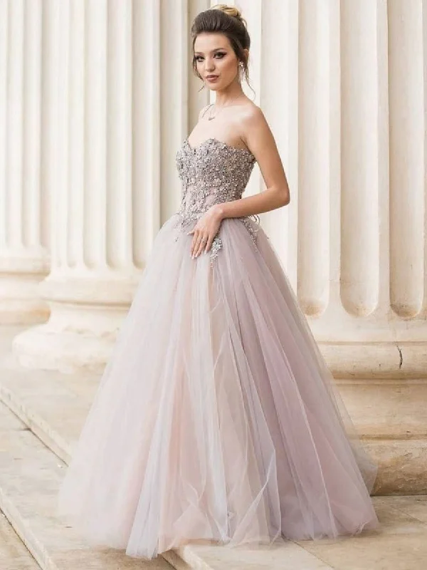 Flash Sale Sweetheart Neck Strapless Grey Lace Long Prom Dresses, Grey Lace Formal Dresses, Grey Evening Dresses Flash Sale Sweetheart Neck Strapless Grey Lace Long Prom Dresses, Grey Lace Formal Dresses, Grey Evening Dresses