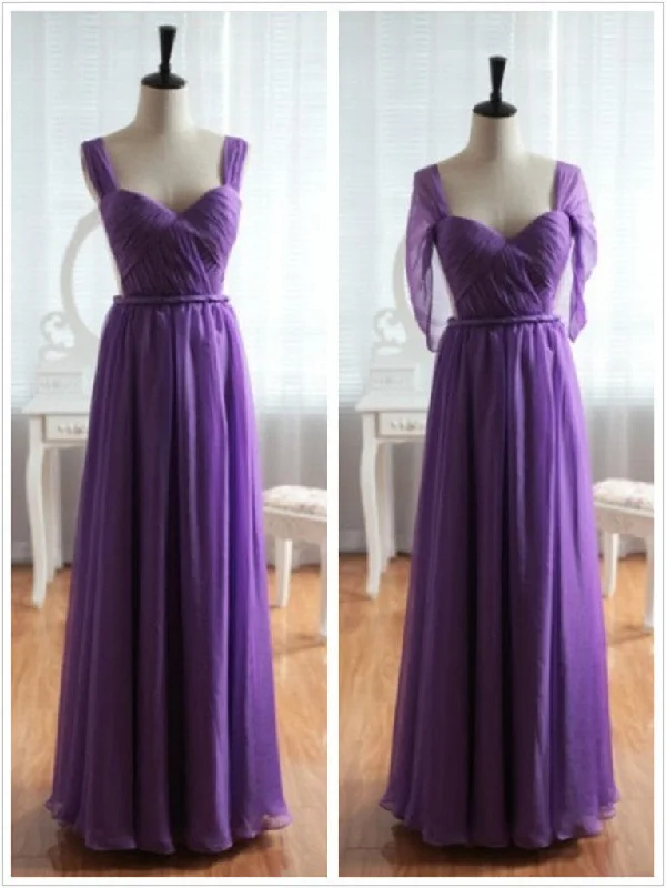 Extra Savings Light Purple Cap Sleeves Backless Chiffon Prom Dress, Purple Bridesmaid Dress