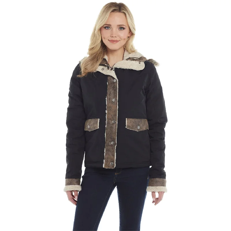 Major Savings Ladies Faux Shearling Jacket with Rimmed Hood