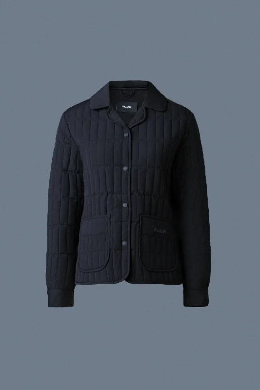 Savings Alert SIAN Vertical Quilted Jacket with Spread Collar Black