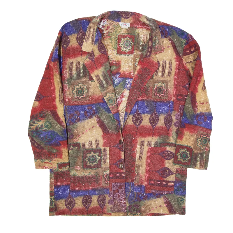Special Offer Padded Shoulder Blazer Jacket Red 90s Crazy Pattern Womens M