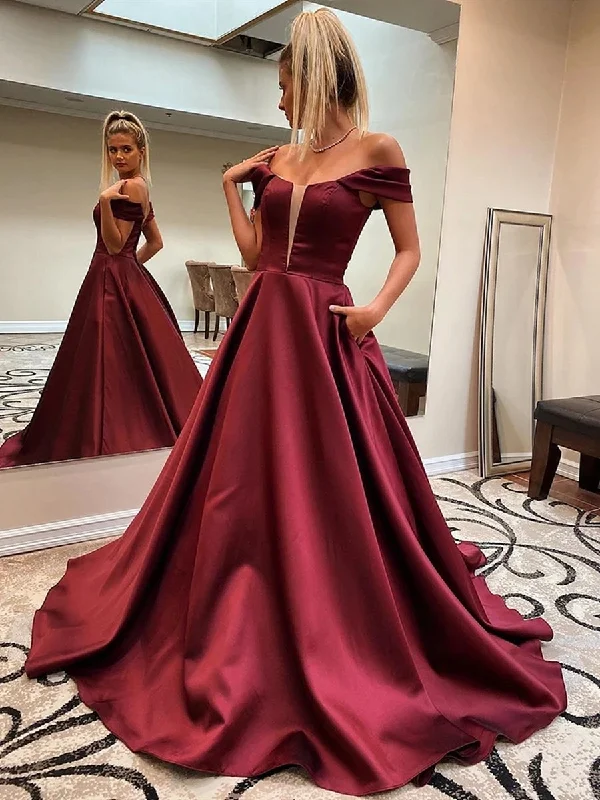 Crazy Deals Custom Made Off Shoulder Burgundy Long Prom Dresses with Pocket, Off Shoulder Maroon Formal Dresses, Wine Red Evening Dresses Crazy Deals Custom Made Off Shoulder Burgundy Long Prom Dresses with Pocket, Off Shoulder Maroon Formal Dresses, Wine Red Evening Dresses