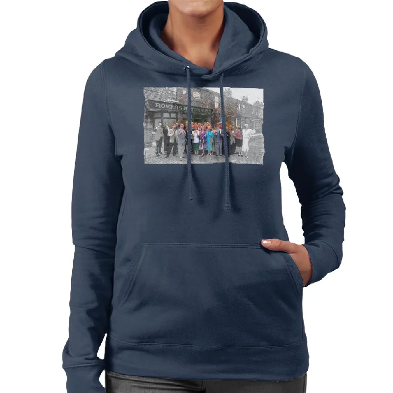 Mega Sale TV Times Cast Of Coronation Street Outside The Rovers Return Women's Hooded Sweatshirt