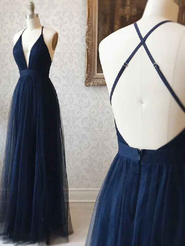 lace dresslace dressSimple A Line V Neck Backless Navy Blue Prom Dresses, Backless Navy Blue Formal Dresses, Evening Dresses