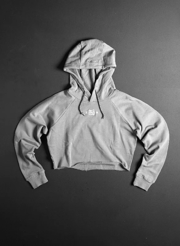 Major Savings EMB CROP HOODIE - GREY