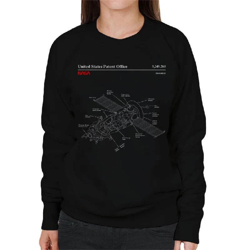 sleek workout sweatshirtNASA Progress Russian Resupply Vehicle Blueprint Women's Sweatshirt