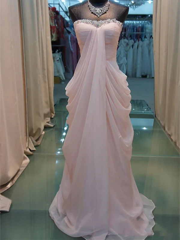 Bargain Bin Sweetheart Neck Pink Floor Length Prom Dresses, Pink Formal Dresses