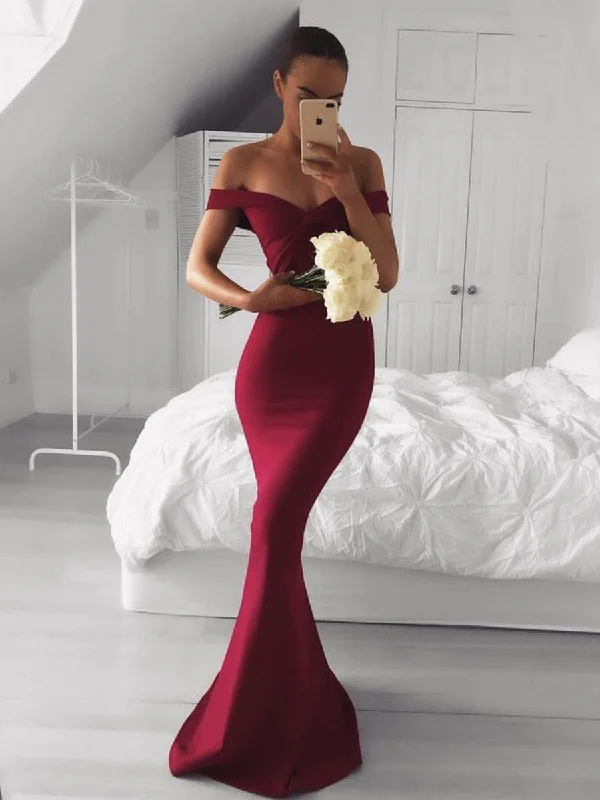 Limited Availability Off Shoulder Mermaid Burgundy Long Prom Dresses, Burgundy Bridesmaid Dresses, Mermaid Formal Dresses Limited Availability Off Shoulder Mermaid Burgundy Long Prom Dresses, Burgundy Bridesmaid Dresses, Mermaid Formal Dresses