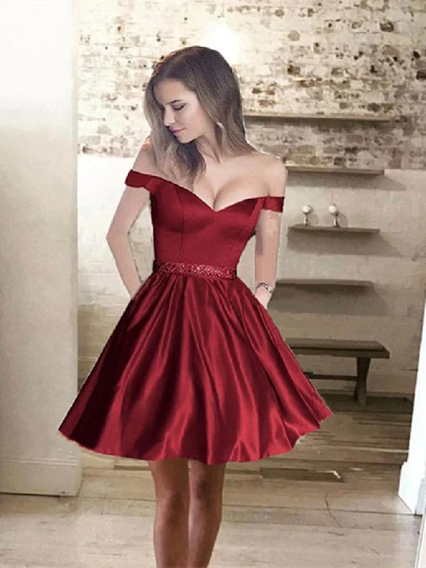 Deal of the Day Cute Off Shoulder Burgundy/Navy Blue Short Prom Dresses, Short Graduation Dresses, Burgundy/Navy Blue Homecoming Dresses Deal of the Day Cute Off Shoulder Burgundy/Navy Blue Short Prom Dresses, Short Graduation Dresses, Burgundy/Navy Blue Homecoming Dresses
