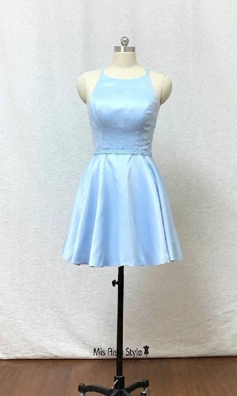 one-shoulder dressone-shoulder dressShort Light Blue Homecoming Dress