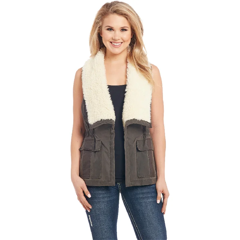 Hurry In Ladies Cotton Vest with Faux Fur Lapels