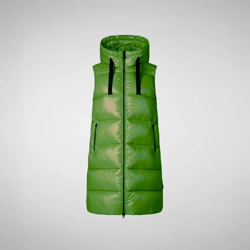 Super Sale Woman's Iria Hooded Puffer Vest in Grass Green