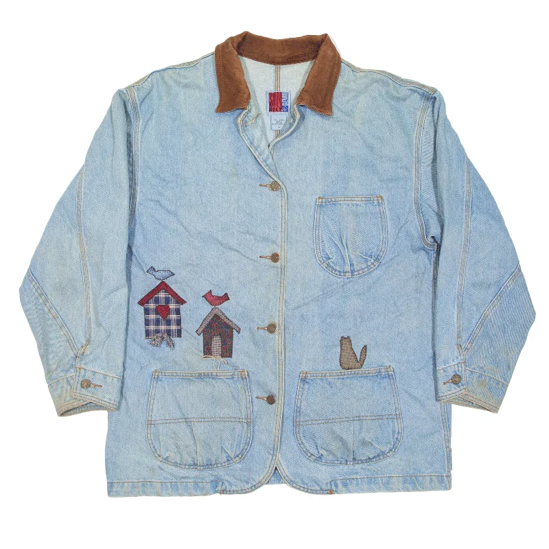 Exclusive Preview SUN BELT Birdhouse Detail Denim Jacket Blue 90s Womens L