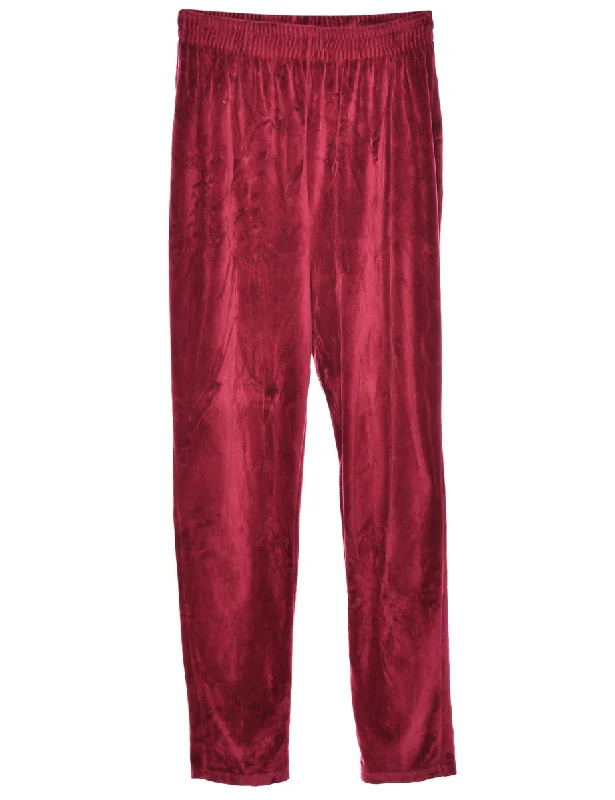 Extra Savings Velvet Fabric Maroon Trousers - W28 L33