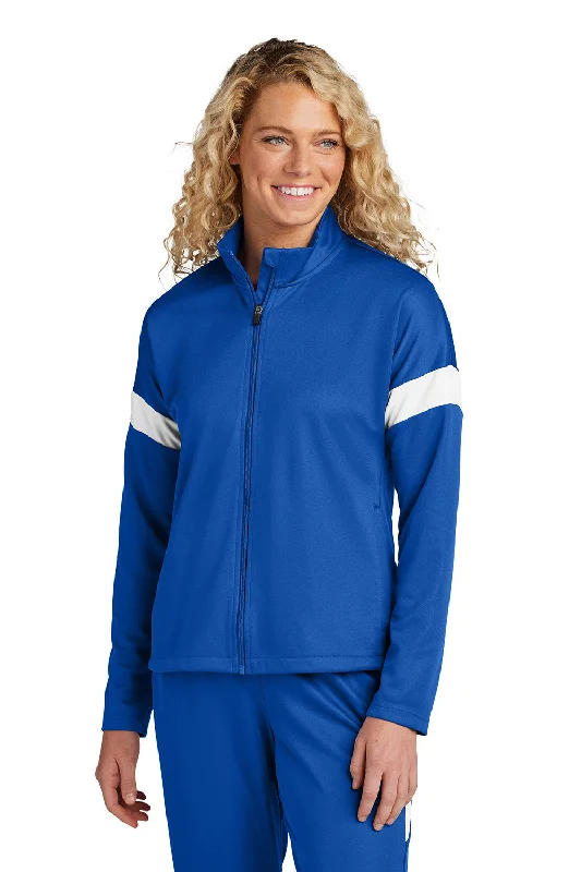 Closeout Sale Sport-Tek Womens Moisture Wicking Travel Full Zip Jacket - True Royal Blue/White - New