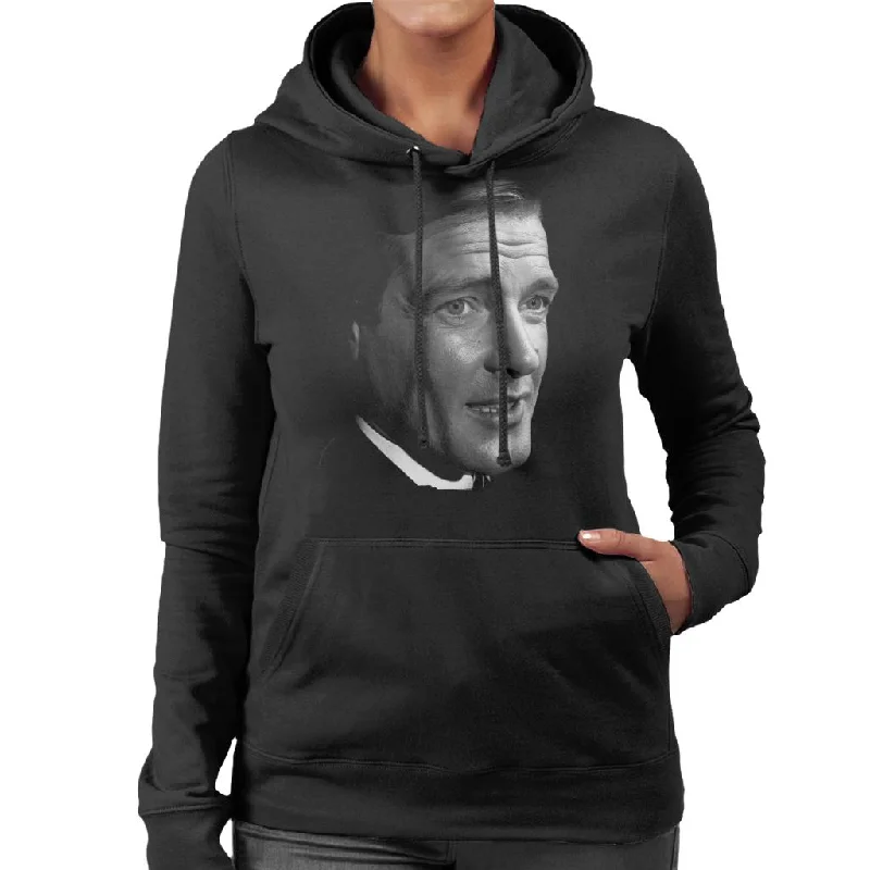 oversized pullover hoodieTV Times Actor Roger Moore Women's Hooded Sweatshirt