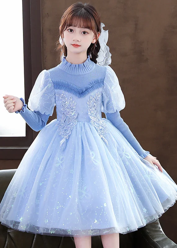 TIME-Limited Offer Art Blue Ruffled Sequins Patchwork Tulle Baby Girls Party Dress Fall TIME-Limited Offer Art Blue Ruffled Sequins Patchwork Tulle Baby Girls Party Dress Fall