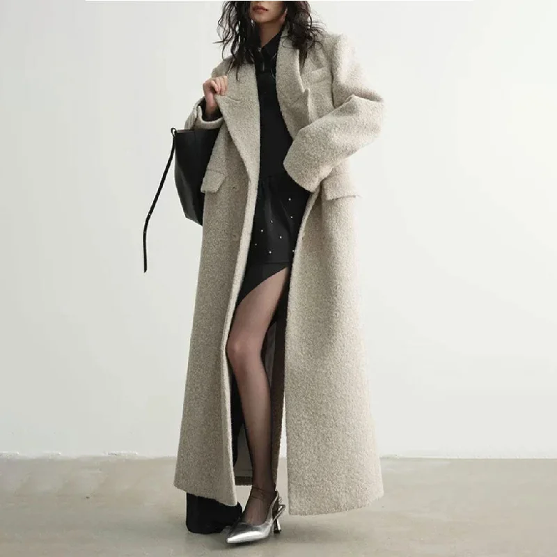 Today’s Deal Quiet Luxury Lapel Double Breasted Strong Shoulder Long Boucle Woolen Coat Today’s Deal Quiet Luxury Lapel Double Breasted Strong Shoulder Long Boucle Woolen Coat