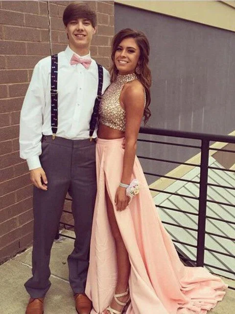 New Deals Custom Made 2 Pieces Pink Prom Dresses, Formal Dresses, Evening Dresses