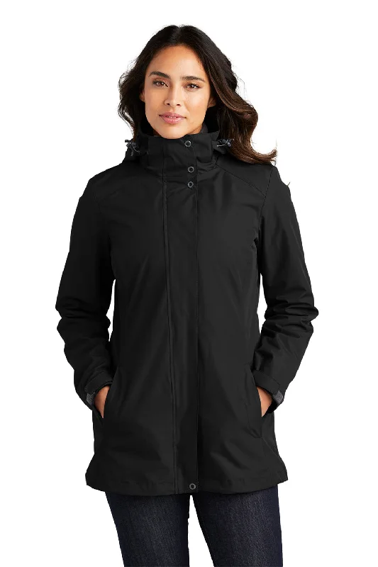 Instant Discount Port Authority Womens All Weather 3-in-1 Water Resistant Full Zip Hooded Jacket - Black
