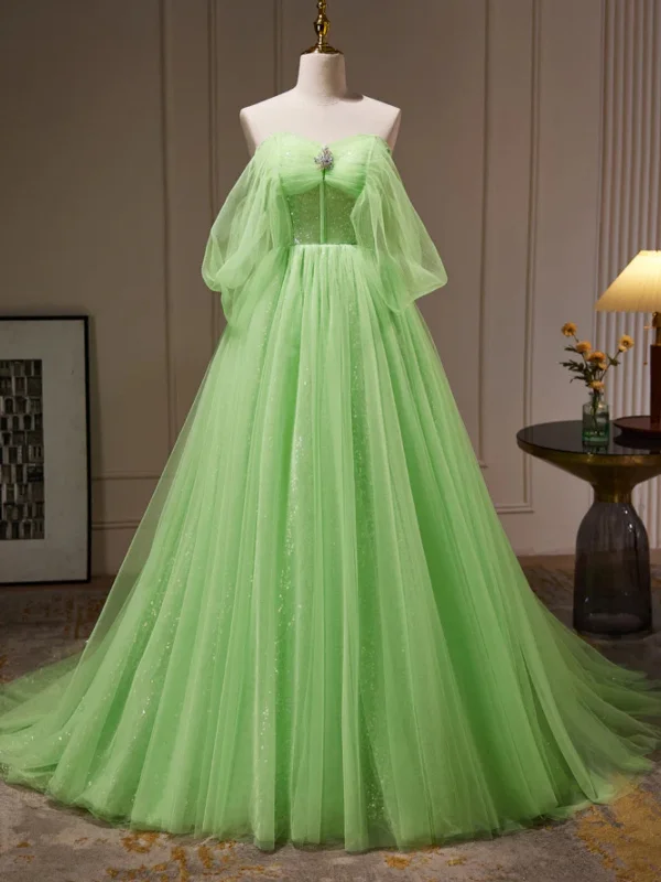 bodycon dressbodycon dressElegant Off Shoulder Green Tulle Long Prom Dresses, Off the Shoulder Formal Dresses, Green Evening Dresses SP2741