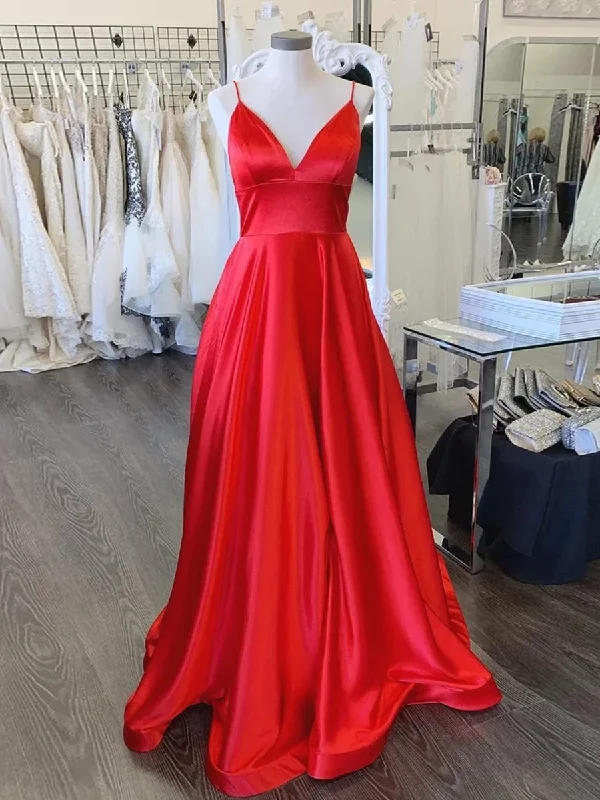 Special Discount Simple A Line V Neck Backless Red Long Prom Dresses, Backless Red Formal Dresses, V Neck Red Evening Dresses Special Discount Simple A Line V Neck Backless Red Long Prom Dresses, Backless Red Formal Dresses, V Neck Red Evening Dresses