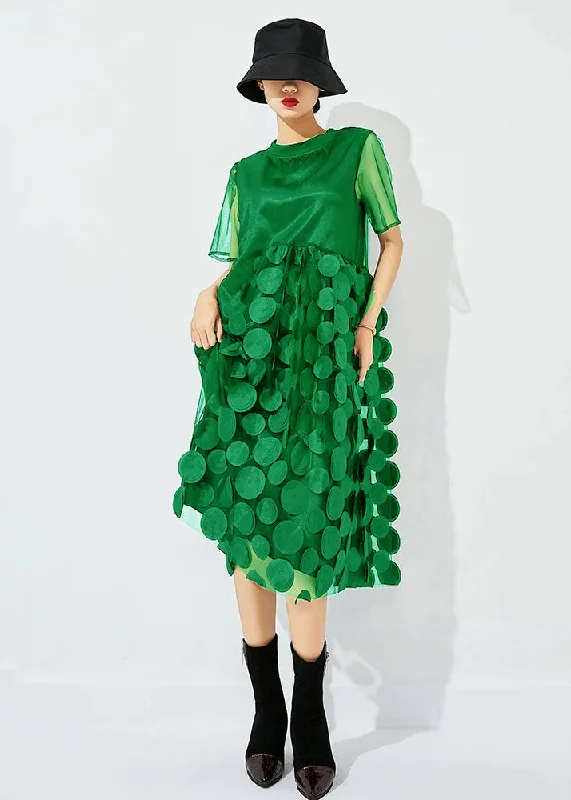 floral wrap dressfloral wrap dressWomen Light Green O-Neck Patchwork Dot Tulle Holiday Dress Summer