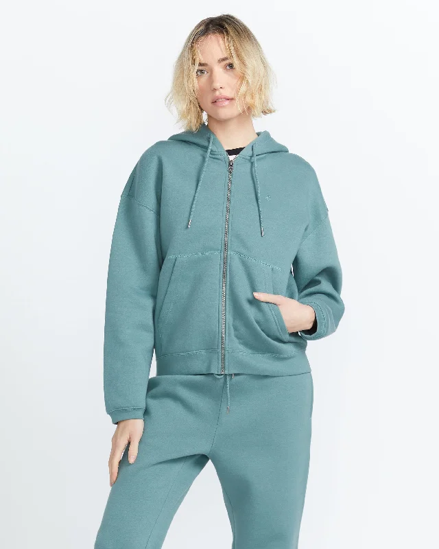 Markdowns Stone Heart Up Zip Hoodie Fleece - Sea Swell Green