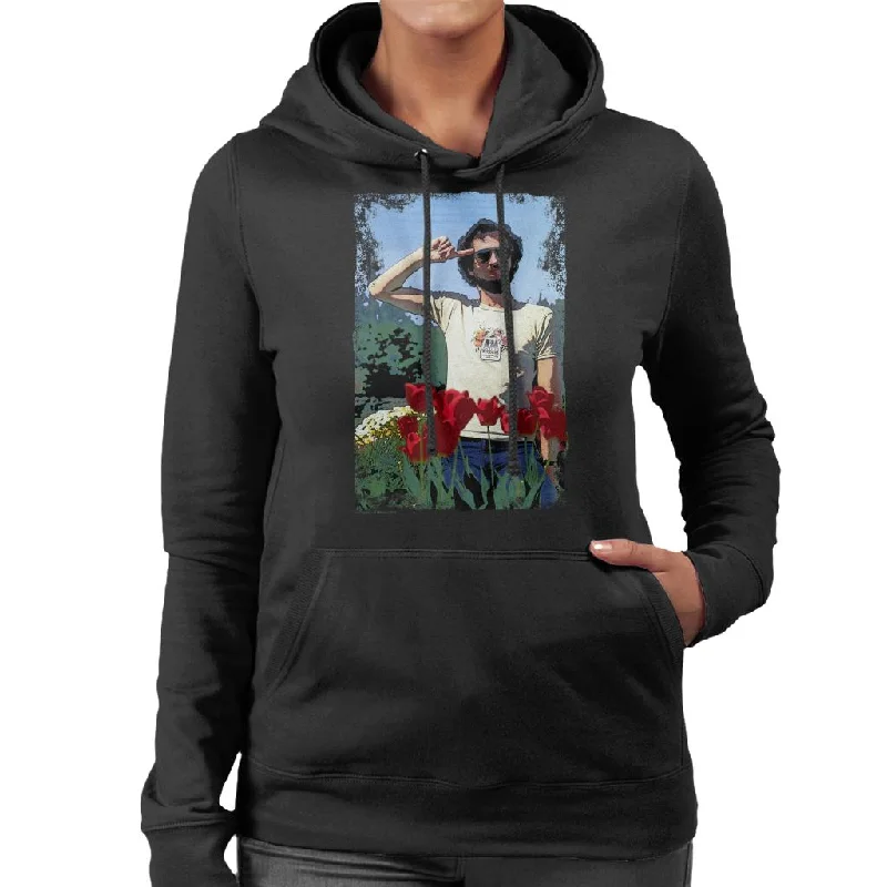 cool graphic hoodieTV Times Comedian Kenny Everett Saluting In A Flowerbed Women's Hooded Sweatshirt