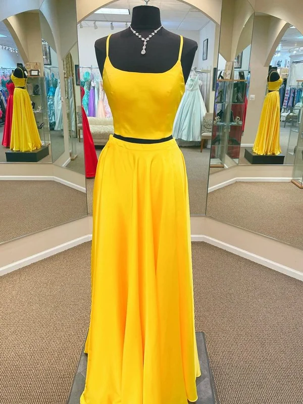 New Markdowns Simple Two Pieces Yellow Satin Long Prom Dresses, 2 Pieces Yellow Formal Graduation Evening Dresses SP2349 New Markdowns Simple Two Pieces Yellow Satin Long Prom Dresses, 2 Pieces Yellow Formal Graduation Evening Dresses SP2349