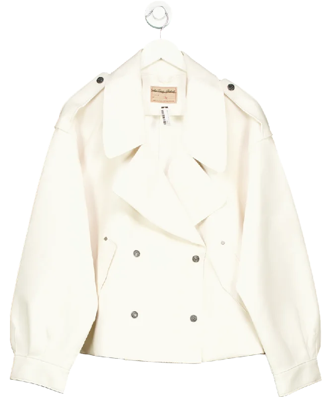 Massive Deals Free People White We The Free - Alexis Vegan Leather Jacket UK XL
