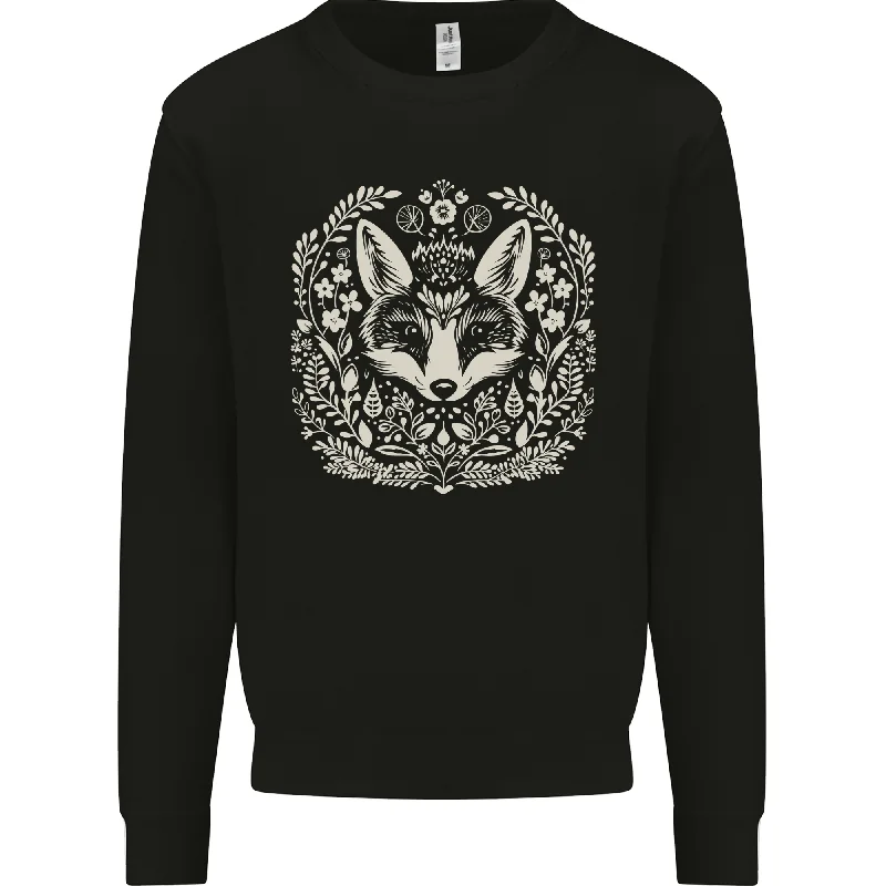 fashionable gym hoodieA Linocut Fox Mens Sweatshirt Jumper