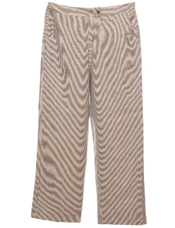 Inventory Reduction Dogtooth Light Brown & Off-White Trousers - W32 L31