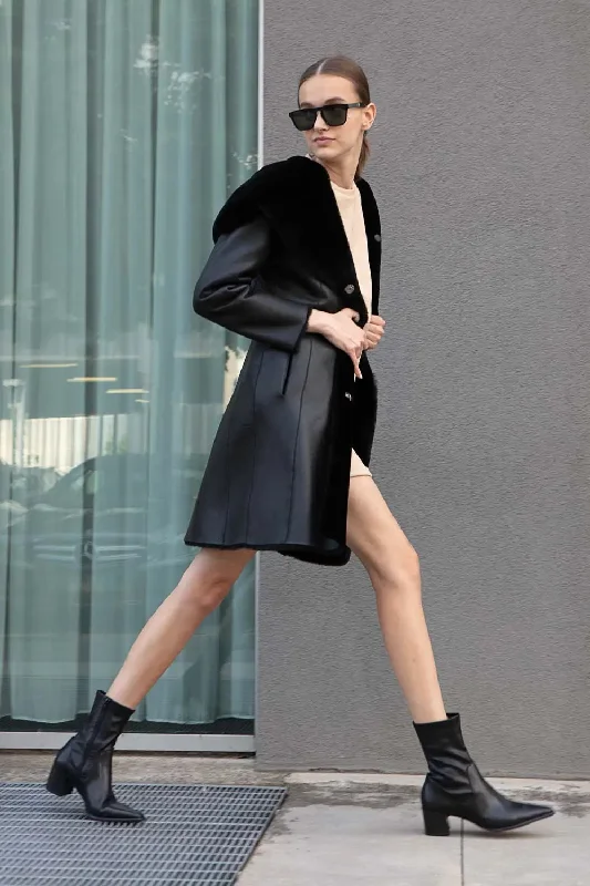 Huge Discounts Black shearling coat womens