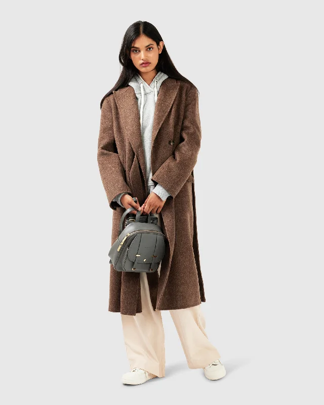 Bonus Savings Right There Side Tie Coat - Walnut