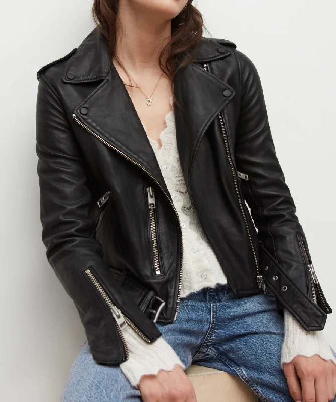 Amazing Deals ** need photos **Allsaints Black Balfern Leather Biker Jacket UK 14
